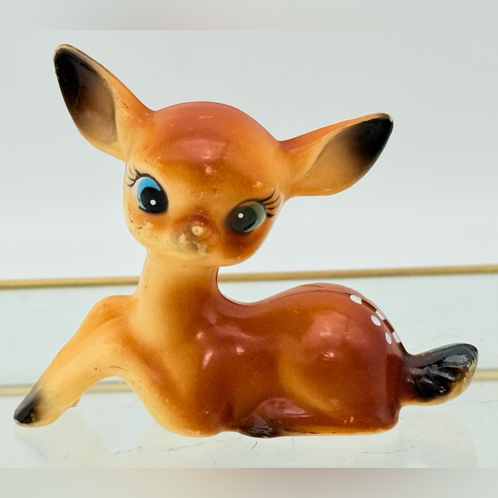 Vintage Deer Doe Fawn with Big Eyes & Ears Celluloid Figurine Hong Kong | Xmas